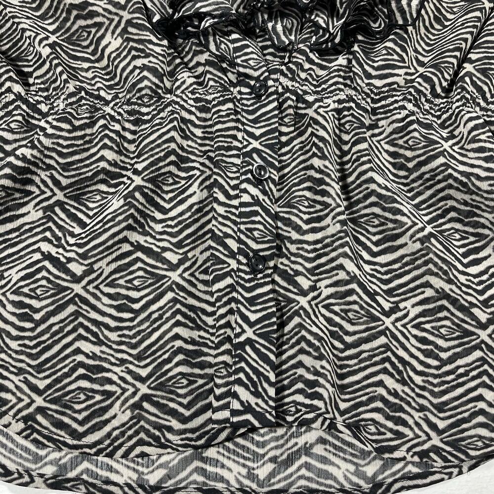 Miley Cyrus Max Azria XL Zebra Print Sheer Ruffle Top - Picture 2 of 6
